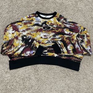 Nike Sweatshirt Womens Medium Retro Sportswear Gel Revival Crop Therma Fleece